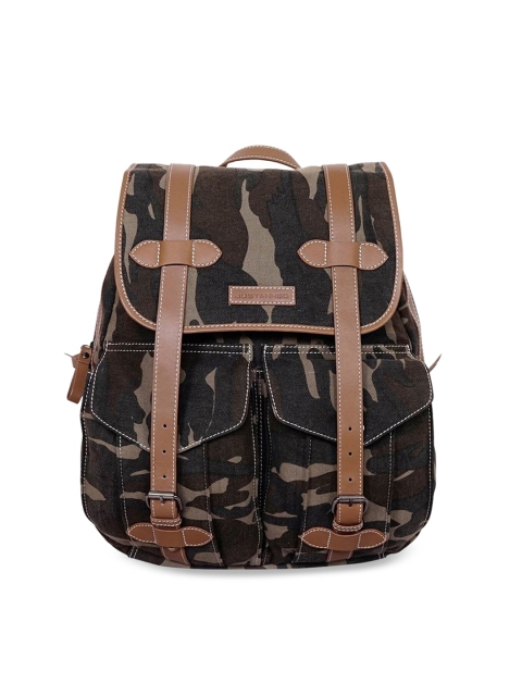 

Justanned Men Black & Brown Camouflage Contrast Detail Backpack