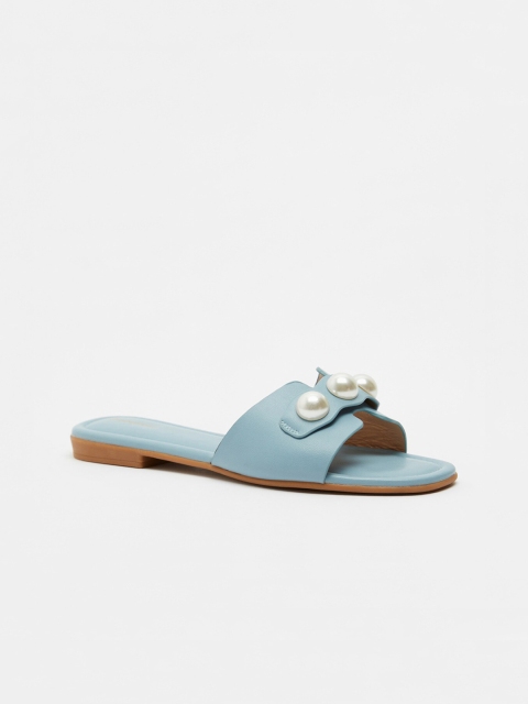 

shoexpress Women Blue Embellished PU Open Toe Flats