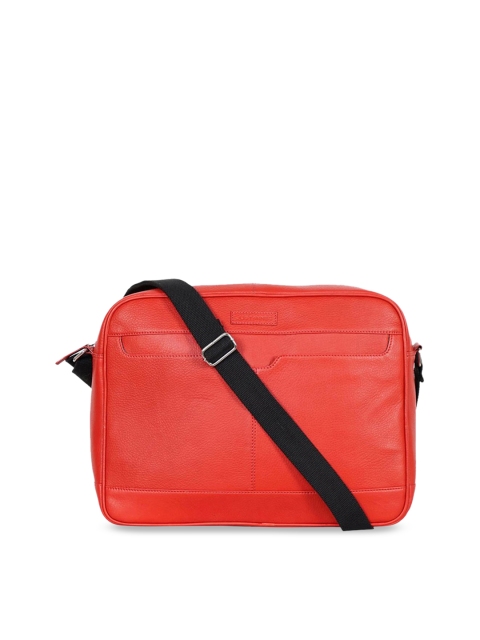 

Justanned Men Red Solid Leather Messenger Bag