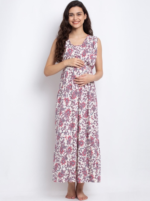 

Tiara Off-White & Red Printed Maternity Nightdress