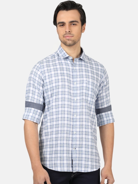 

Monte Carlo Men Blue Regular Fit Checked Casual Shirt