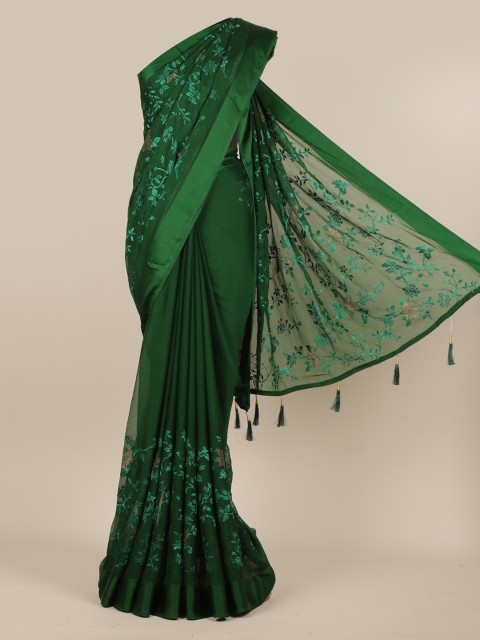 

Pothys Green Woven Design Poly Chiffon Saree