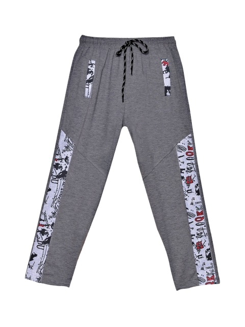 

SWEET ANGEL Boys Charcoal Grey & Red Solid Straight-Fit Track Pants