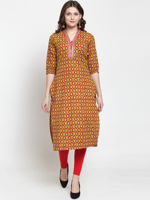 

Kiaasa Women Green & Red Printed Kurta