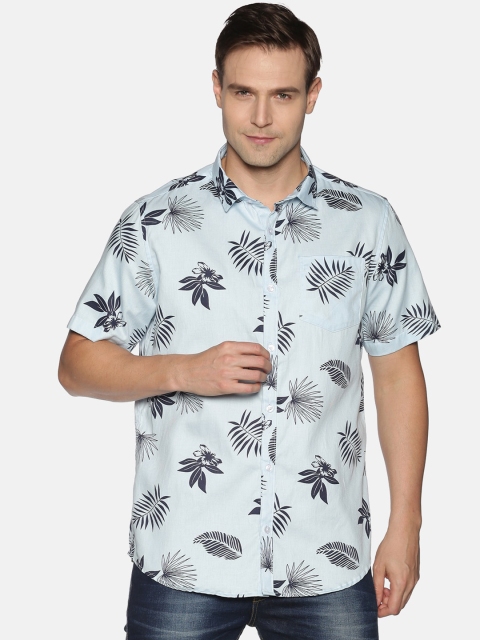 

Tusok Men Blue Regular Fit Printed Casual Cotton Shirt