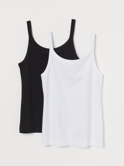 

H&M Women 2 Pack Cotton Vest Tops, White