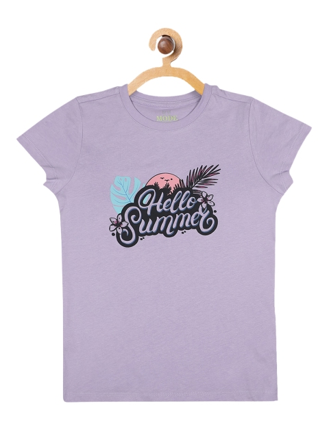 

Mode by Red Tape Girls Lavender & Black Printed Round Neck T-shirt