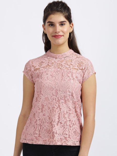 

Zink London Pink Lace Trimmed Regular Top