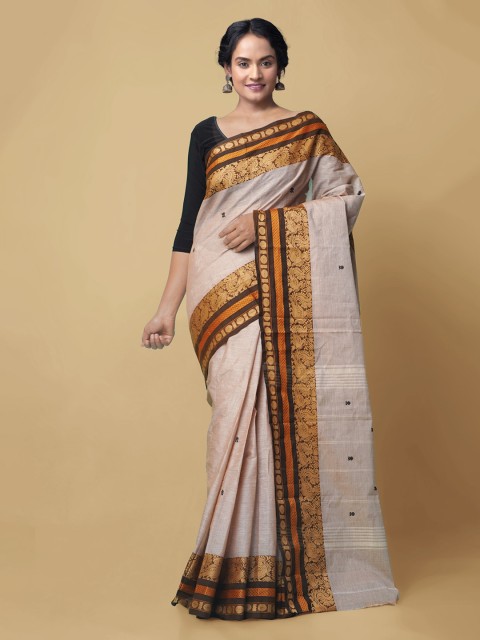 

Unnati Silks Brown Pure Cotton Solid Handloom Chettinad Saree