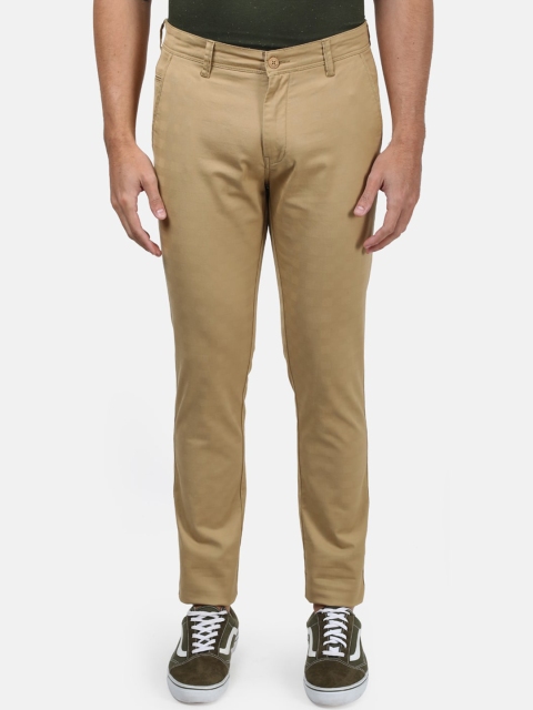Monte Carlo Men Beige Regular Fit Solid Chinos