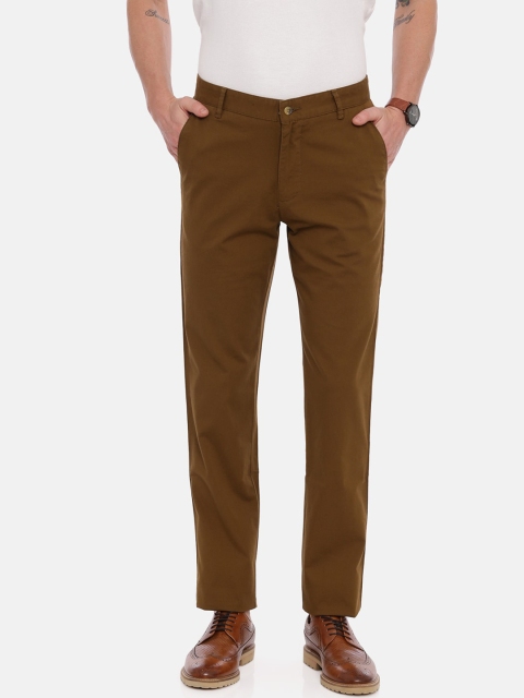 

CROYDON Men Coffee Brown Tapered Fit Solid Chinos