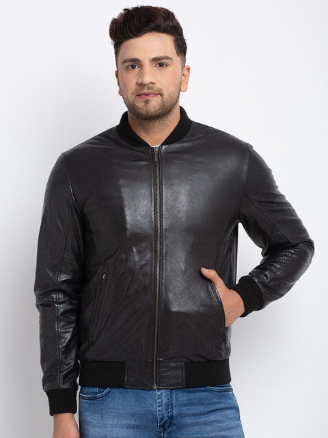 

Teakwood Leathers Men Black Printed Lightweight Biker Jacket