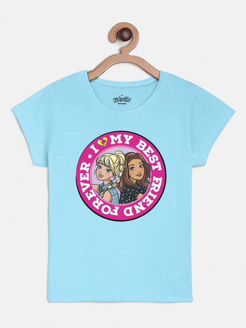 

Kids Ville Girls Purple Printed Round Neck Barbie Featured T-shirt