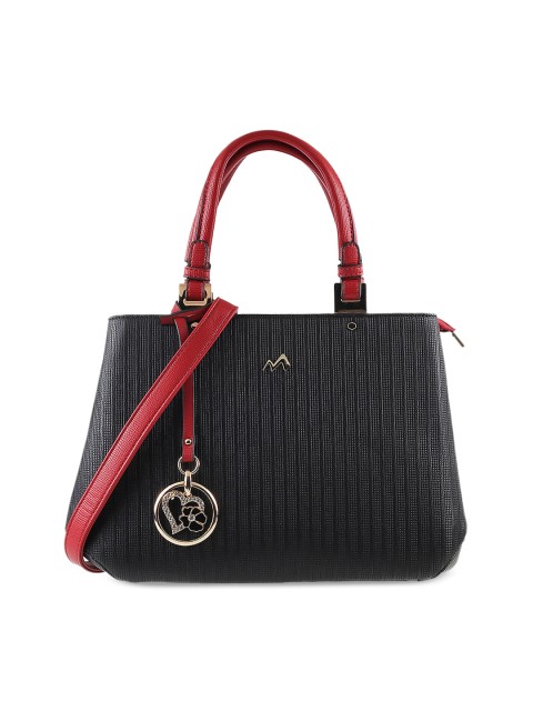

Metro Black Striped Handheld Bag
