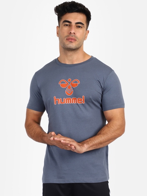 

hummel Men Grey Printed Round Neck T-shirt