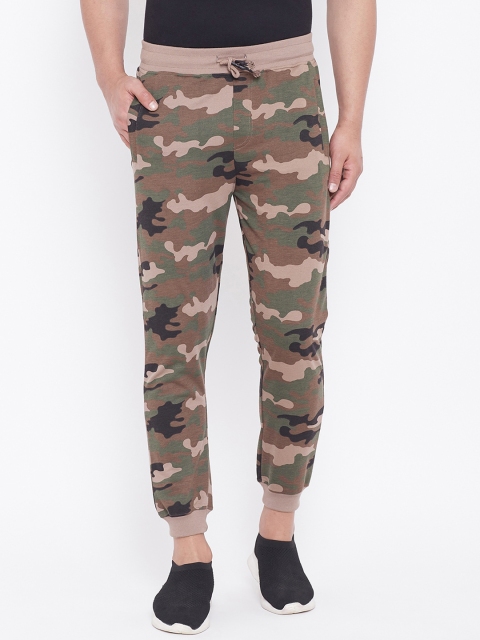 

HARBORNBAY Men Brown & Green Camouflage Printed Slim-Fit Joggers