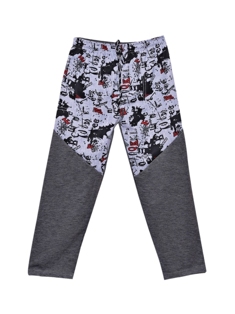 

SWEET ANGEL Boys Charcoal Grey & Red Printed Straight-Fit Track Pants