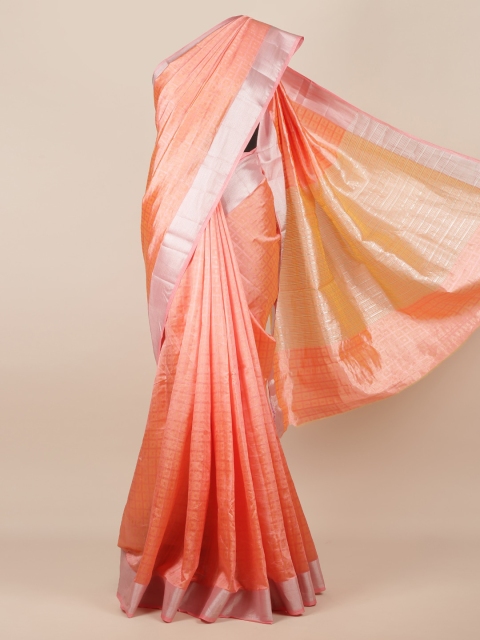 

Pothys Peach-Coloured Woven Design Jute Silk Saree