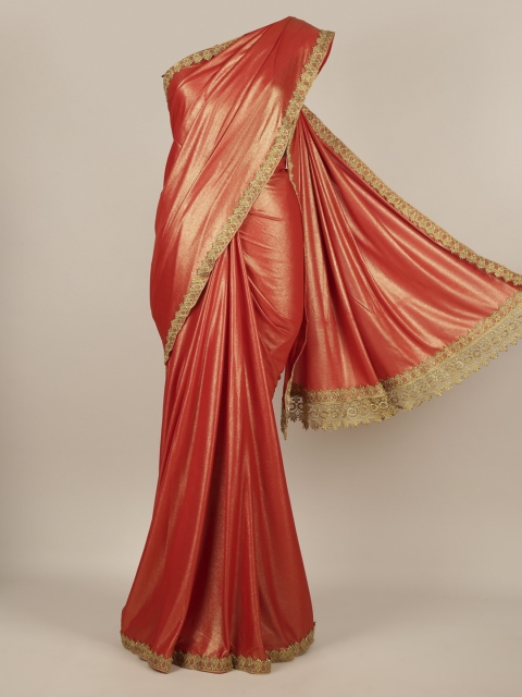 

Pothys Red Woven Design Poly Chiffon Saree