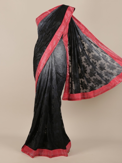 

Pothys Black Woven Design Poly Chiffon Saree