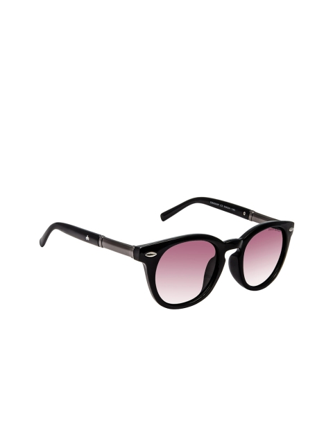 

David Blake Unisex Purple Lens & Black Round Sunglasses With