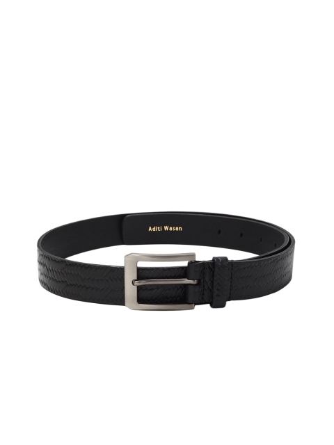 

Aditi Wasan Men Black Textured Genuine Leather Belt