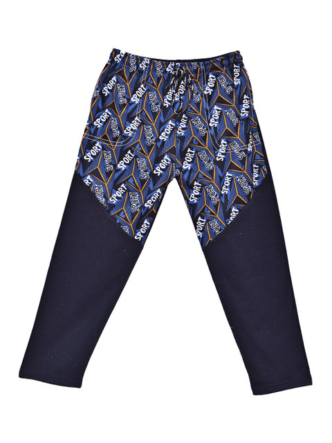

SWEET ANGEL Boys Navy Blue & White Printed Straight-Fit Track Pants