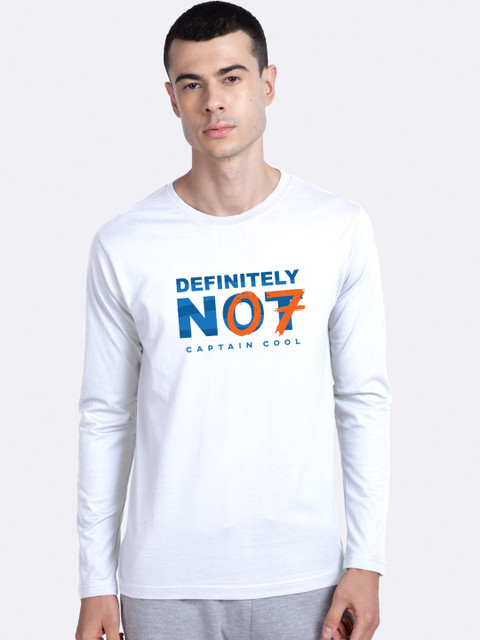 

Bewakoof Men White Definitely Not 7 Printed Round Neck Cotton Pure Cotton T-shirt