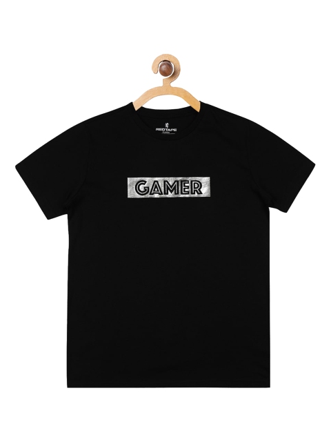 

Red Tape Boys Black & Grey Printed Round Neck T-shirt