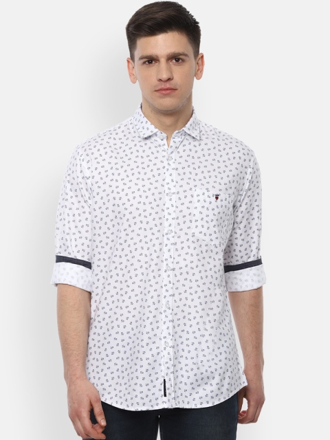 

Louis Philippe Jeans Men White & Blue Slim Fit Floral Printed Pure Cotton Casual Shirt