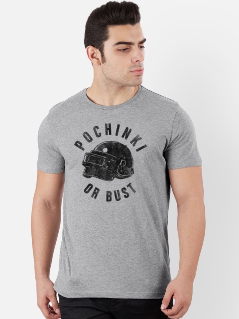 

Free Authority Men Grey Printed Round Neck Pubg Featured T-shirt