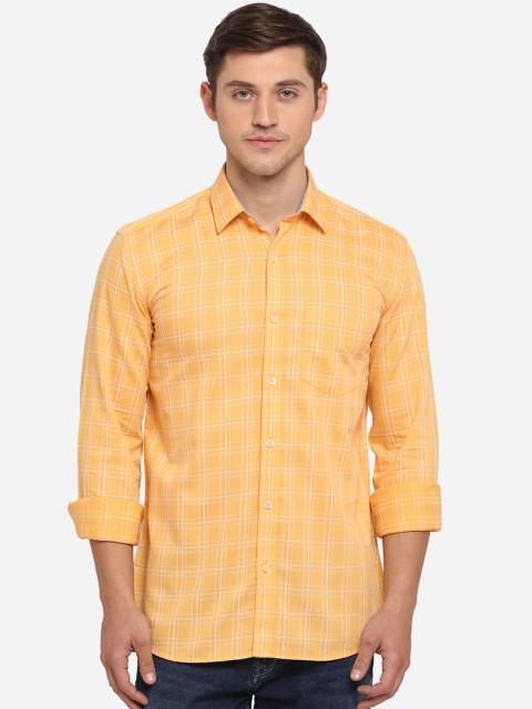 

JADE BLUE Men Yellow Slim Fit Checked Casual Shirt