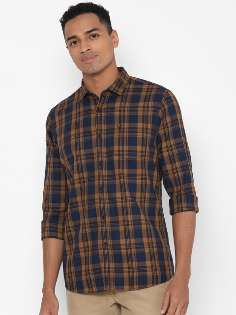 

Allen Solly Sport Men Brown & Blue Regular Fit Checked Casual Cotton Shirt