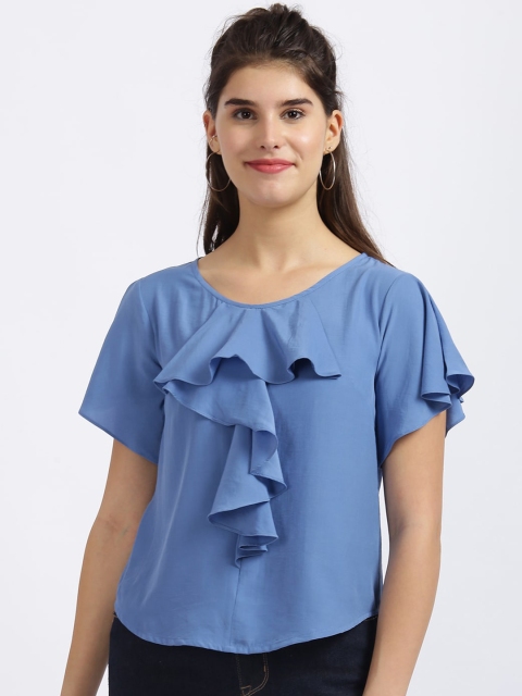 

Zink London Blue Flutter Sleeves Regular Top