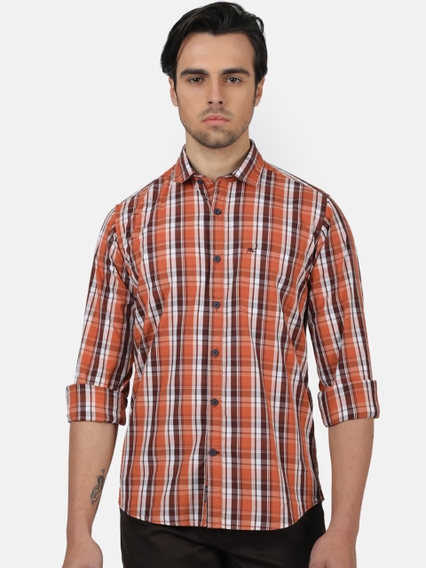 

Monte Carlo Men Orange Regular Fit Checked Casual Shirt