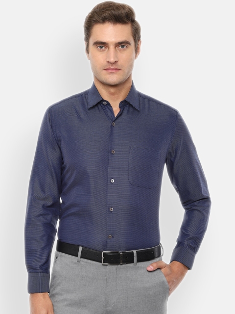 

Luxure by Louis Philippe Men Navy Blue Regular Fit Striped Casual Shirt
