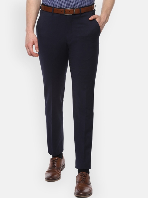 

Luxure by Louis Philippe Men Navy Blue Solid Slim Fit Formal Trousers