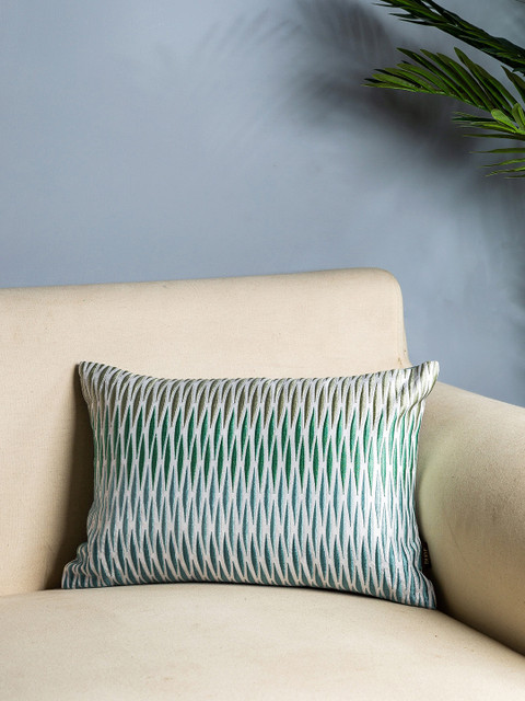 

Pure Home and Living Blue & Sea Green Set of Single Embroidered Rectangle Cushion Covers