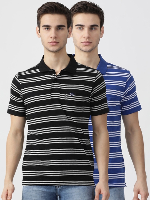 

Cloak & Decker Men Multicoloured Striped Polo Collar T-shirt, Multi