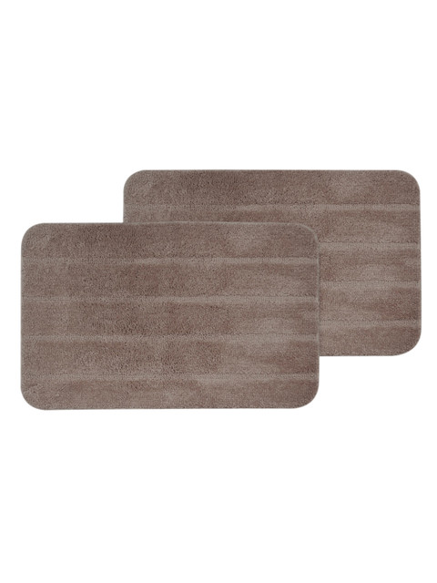 

BIANCA Set Of 2 Camel Brown Striped Anti-Skid Bath Rugs