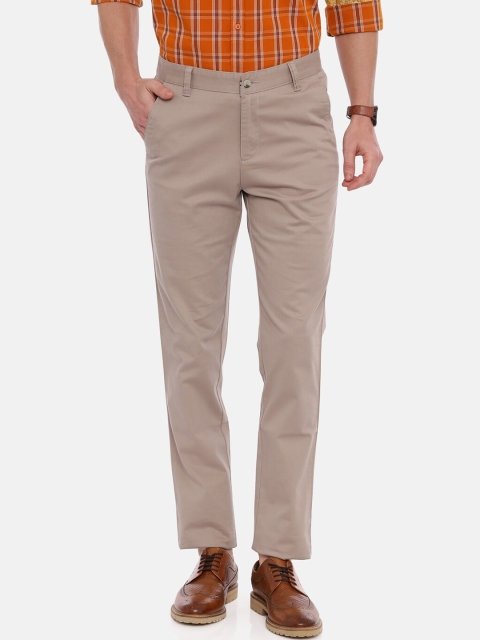 

CROYDON Men Beige Tapered Fit Solid Cotton Regular Trousers
