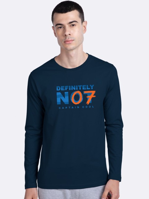 

Bewakoof Men Navy Blue Definitely Not 7 Printed Round Neck Cotton Pure Cotton T-shirt