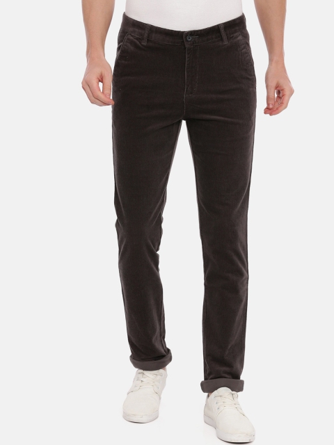 

CROYDON Men Grey Tapered Fit Solid Cotton Regular Trousers