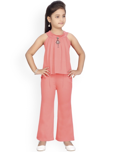 

Aarika Girls Peach-Coloured Solid Two-Piece Jumpsuit