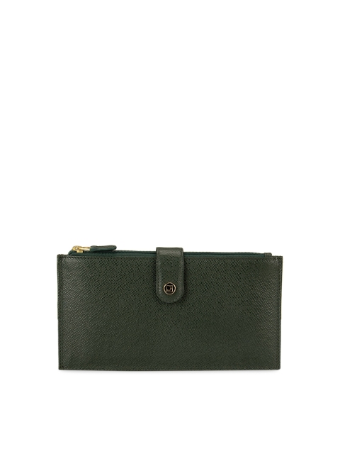 

Da Milano Unisex Green Textured Leather Two Fold Wallet