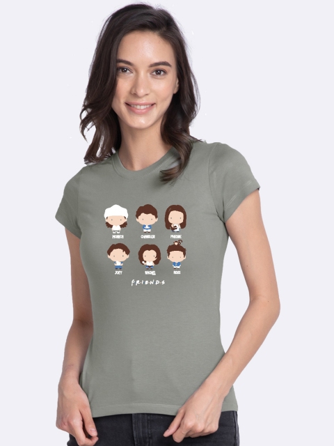 

Bewakoof Women Grey Printed Round Neck T-shirt