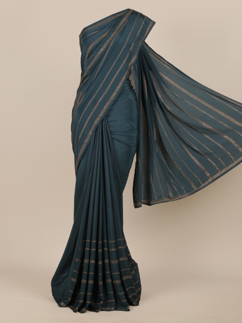 

Pothys Teal Green Striped Pure Crepe Saree