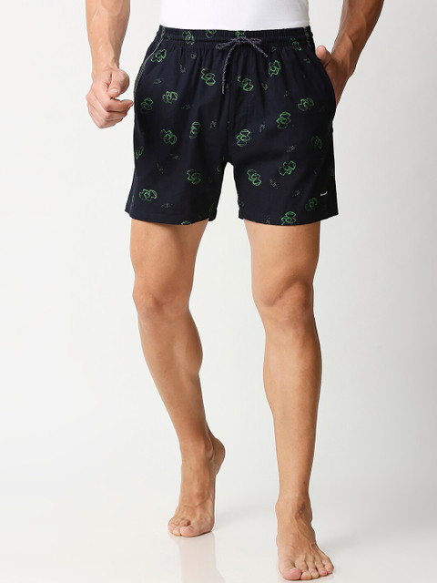

Bewakoof Men Navy Blue & Green Printed Boxers 306122