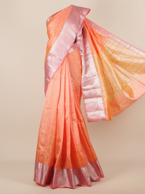 

Pothys Peach-Coloured & Gold-Coloured Jute Silk Woven Design Saree
