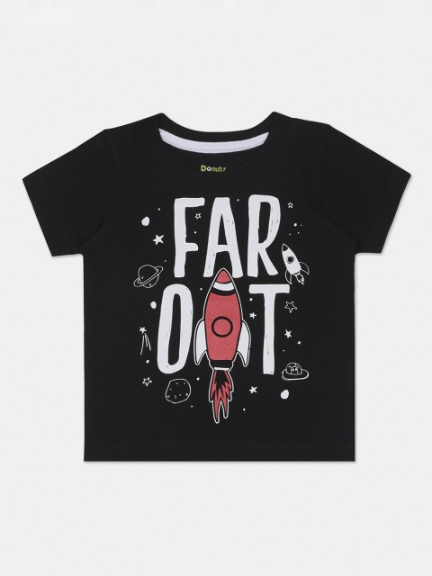 

Donuts Boys Black Printed Round Neck T-shirt